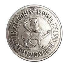 Médaille de la ville Reproduction d’un sceau ancien en relief modelé, finition vieil argent