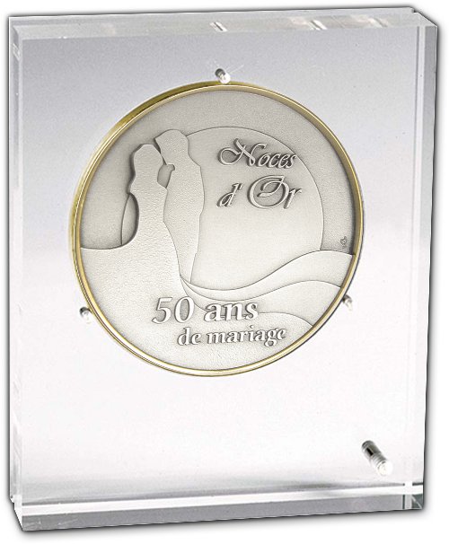 Médaille noces d'or avec support altu glass