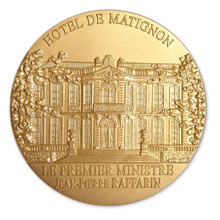 Médaille finition dorée Jean-Pierre Raffarin