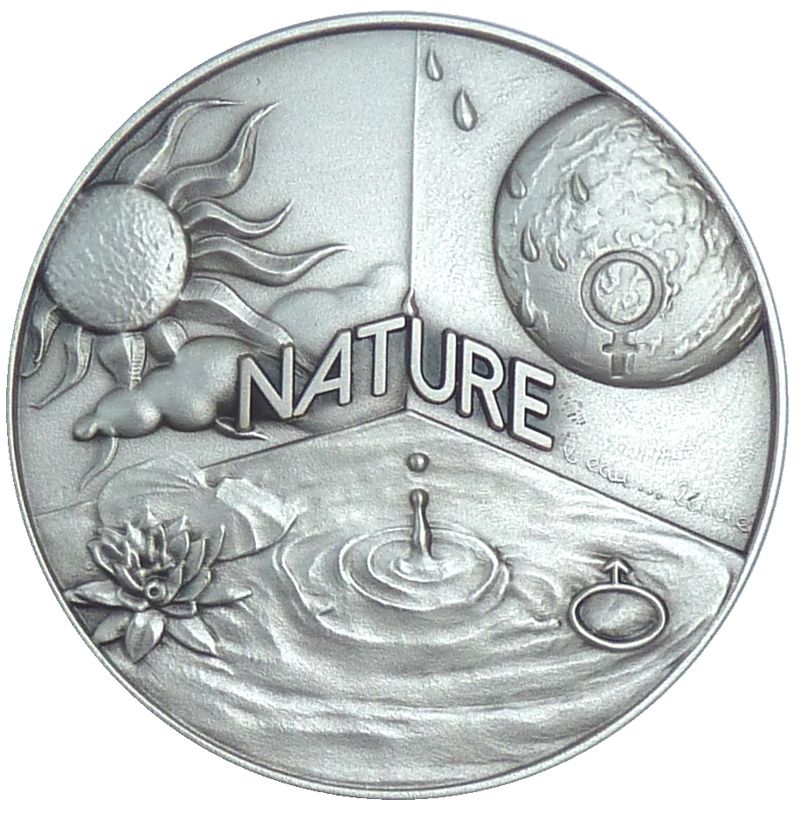 medaille nature finition vieil argent