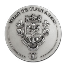 Médaille de la ville Blason en relief modelé et finition vieil argent